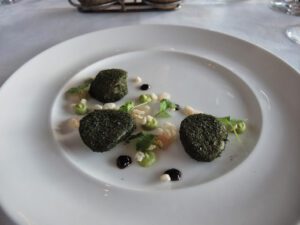 a plate with food on it