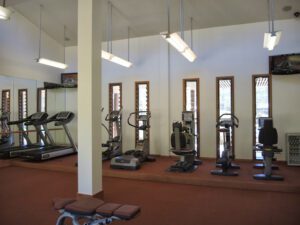 a room with exercise equipment