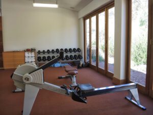 a gym with exercise equipment