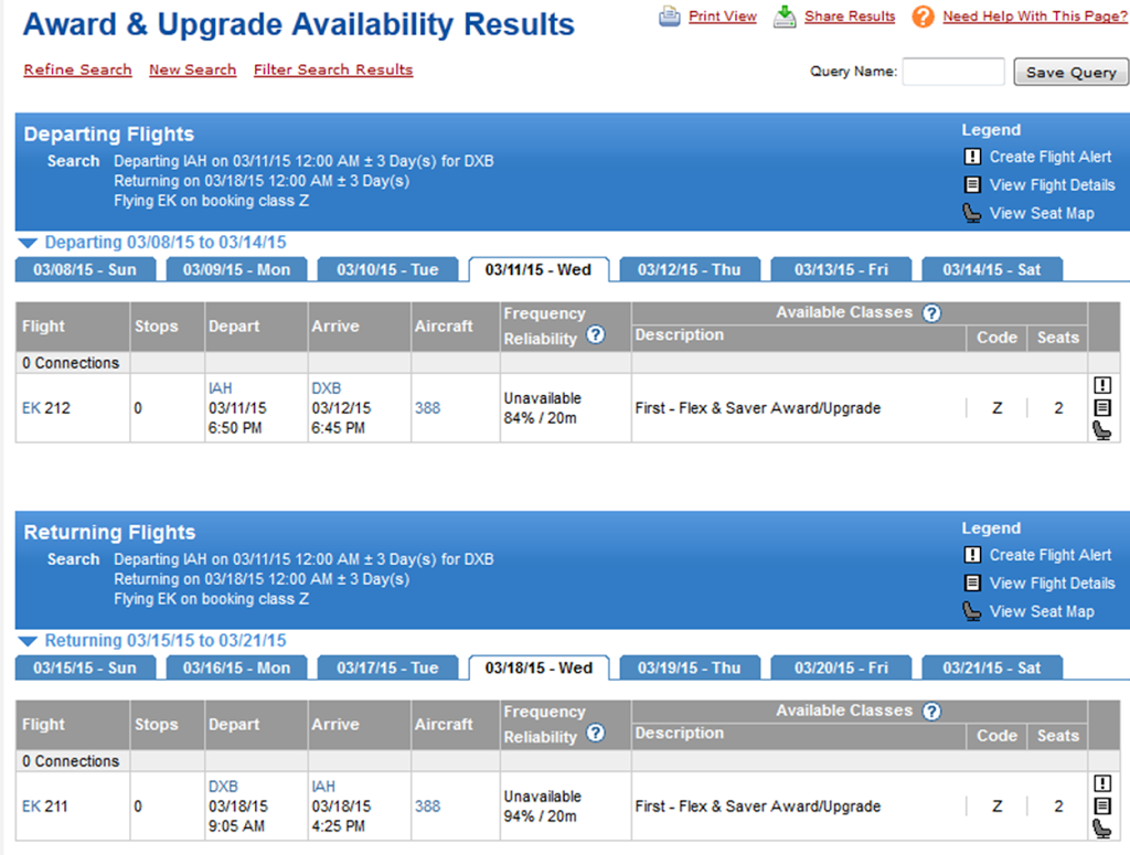 a screenshot of a flight results