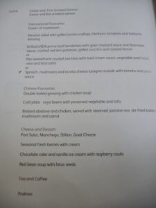 a menu of a restaurant