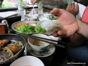 Hanoi Vietnam Food on Foot Tour- fish in rice paper