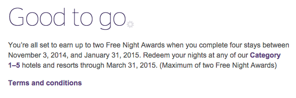 SPG Starwood Free Night Awards