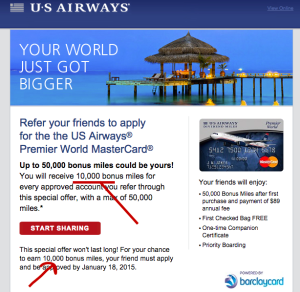US Airways Refer a Friend 10,000 Miles