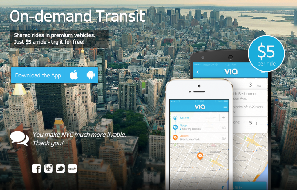 $5 rides Manhattan http://www.ridewithvia.com/