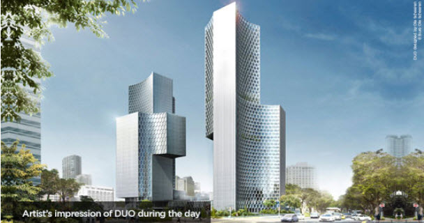 a couple of tall buildings