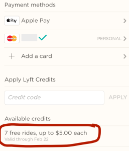 $35 Free Lyft Credit - 7 free rides $5 each