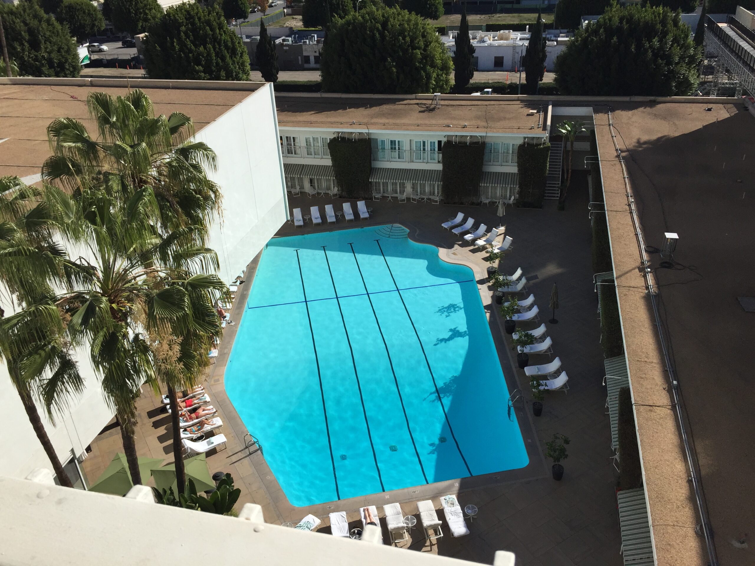 a swimming pool and a building
