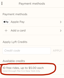 10 Free Rides NYC New York City- Lyft