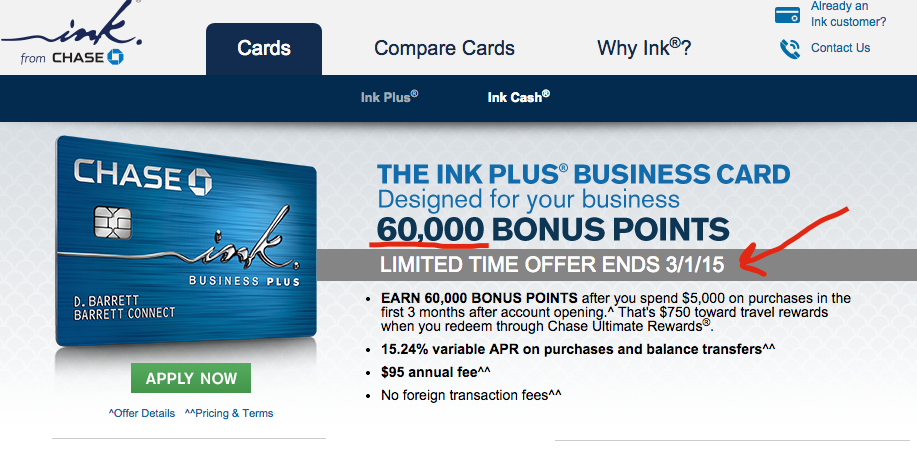 60000 Chase Ink Plus Bonus