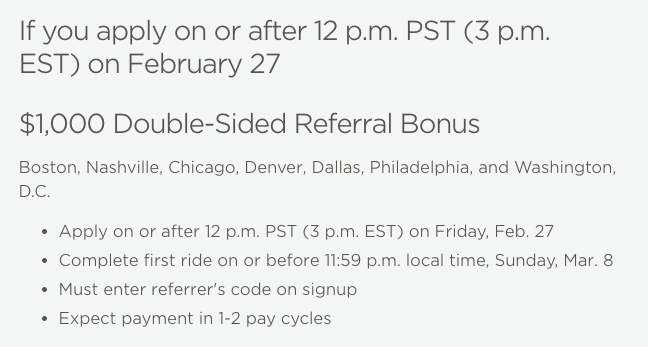 $1000 Bonus For New Lyft Drivers