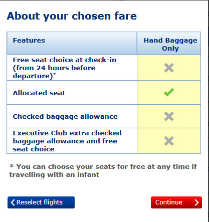 BA Booking Screen