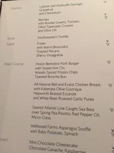 BA Concorde Room JFK - Menu