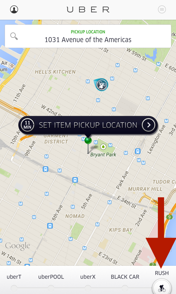 UberRUSH Fare Estimate