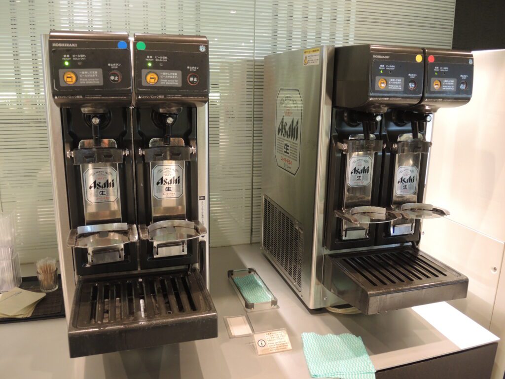 ana business class lounge narita nrt beer machine