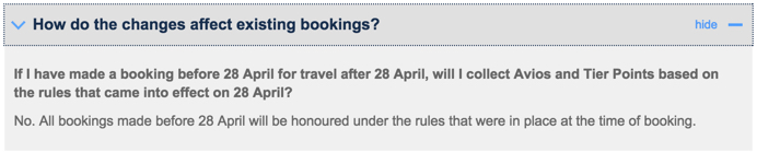 BA Changes pre-28 April
