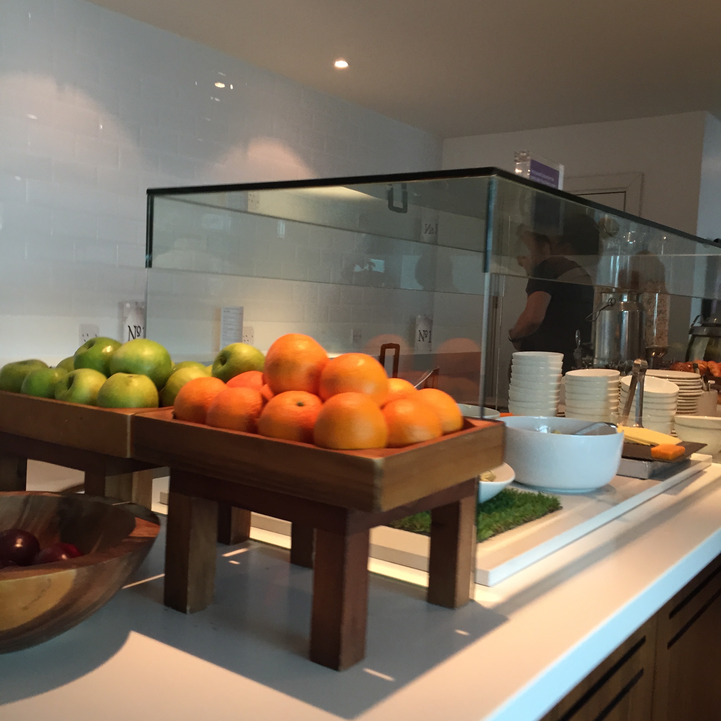 a counter with fruit on it