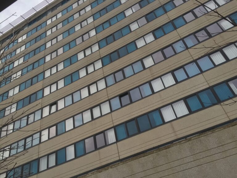 a building with many windows