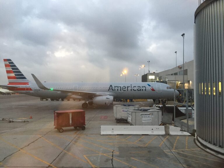an airplane parked at an airport
