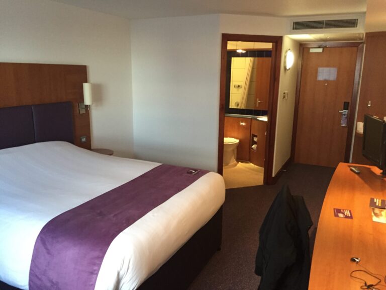 a room with a bed and a toilet