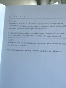 London City BA001 to JFK menu