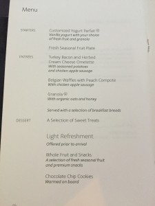 AA Menu LAX to JFK