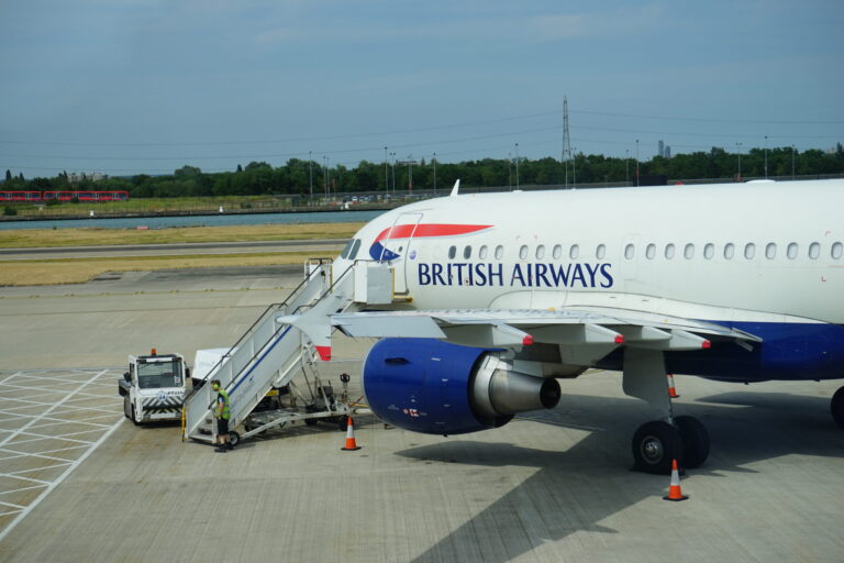 a plane with a staircase