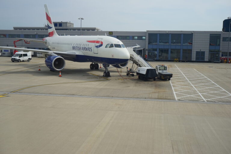 a plane parked at an airport