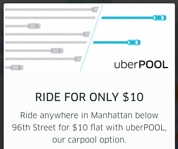UberPool $10 Flat Rate Rides NYC New York City