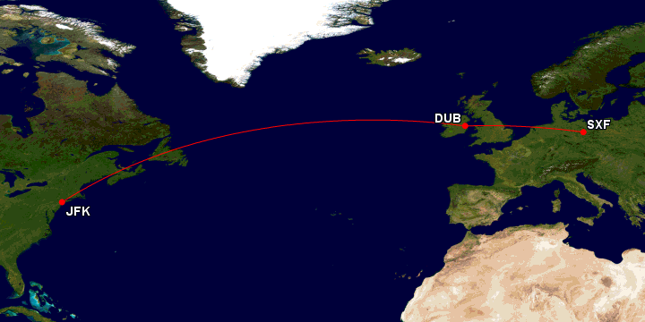 JFK-DUB-SCF GCMAP Trip Report - Ireland & Poland