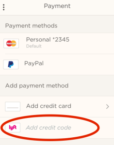 Lyft Payment Screen - Airport Rides