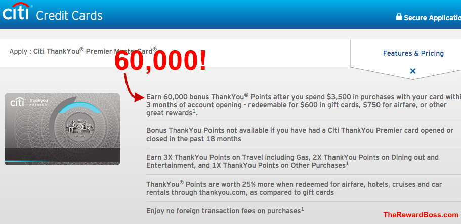 Citi Premier 60000 Bonus Points Offer Citi Premier 60,000