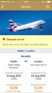 Late BA flight