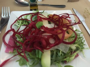 AA First JFK to LAX salad