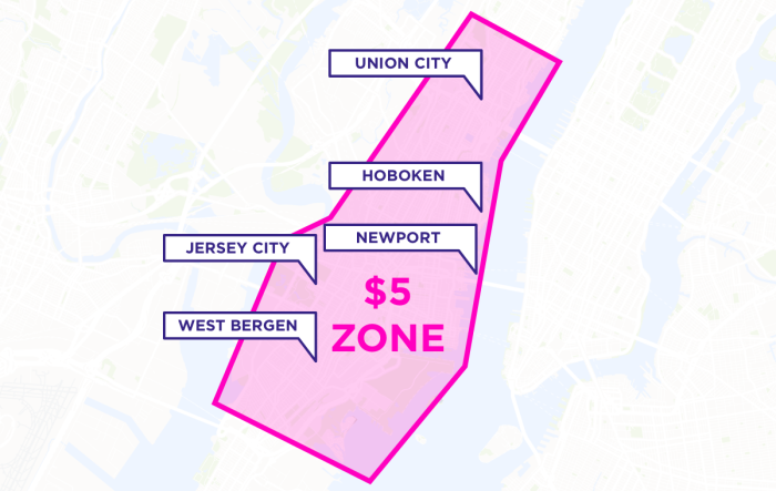 Lyft Line Launches Lyft Line New Jersey NJ $5 Ride Zone Map