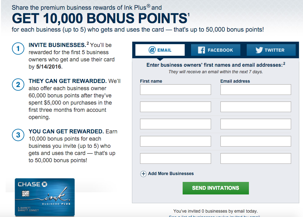 Chase Ink 60k and 10K refer a friend bonus