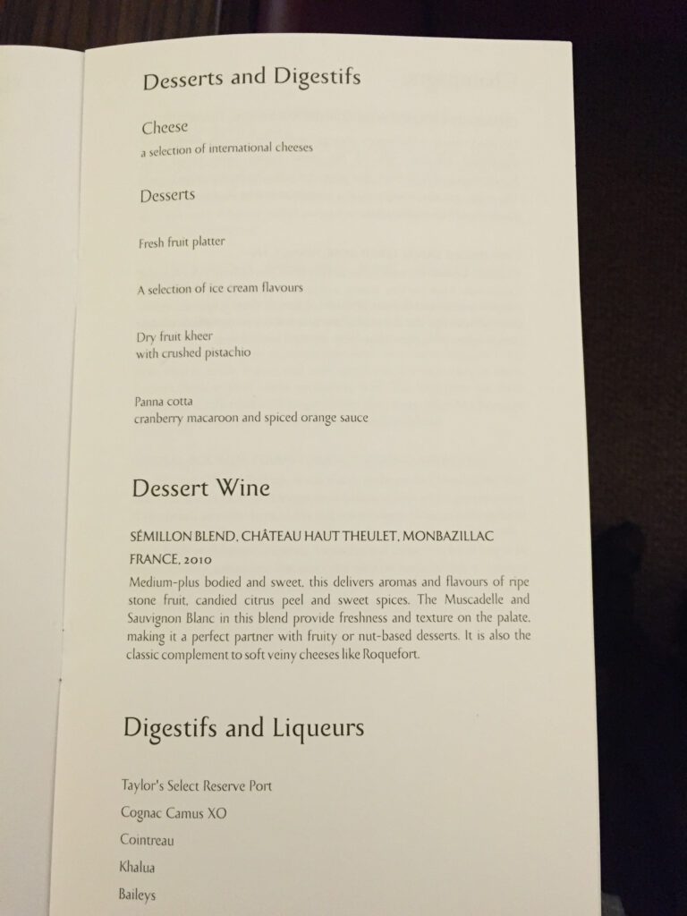 etihad jet airways first class sfo dessert menu