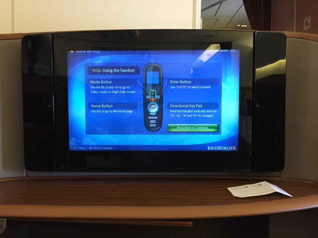 singapore airlines first class sfo tv screen