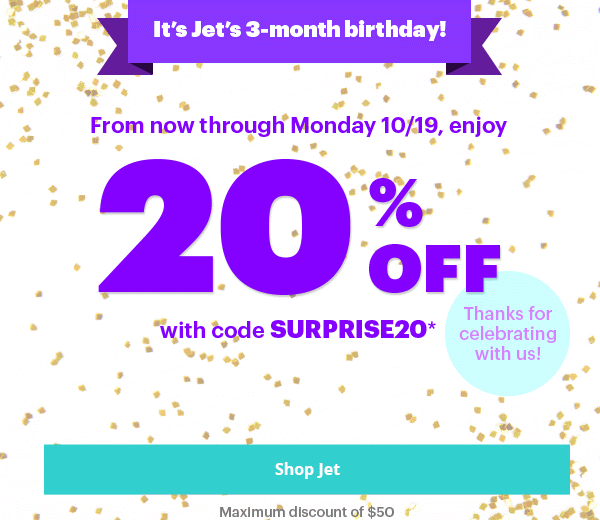 20% Off Jet.com Maximum Discount of $50