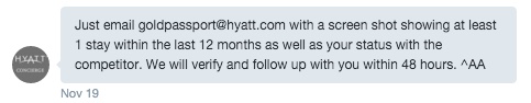 Hyatt Tweet