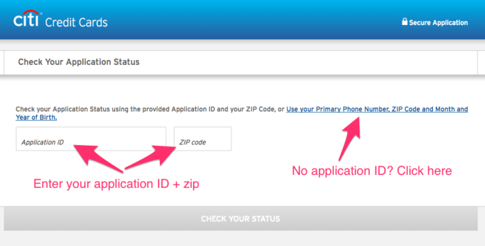 Citi Application Status (Site 2)