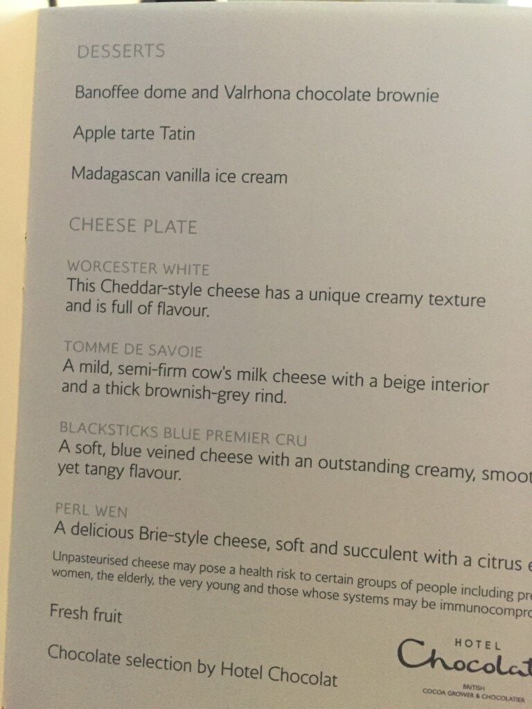 A380 BA First Menu