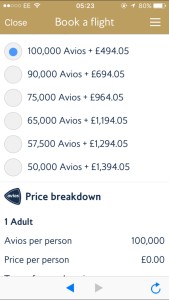 Pay with avios cash