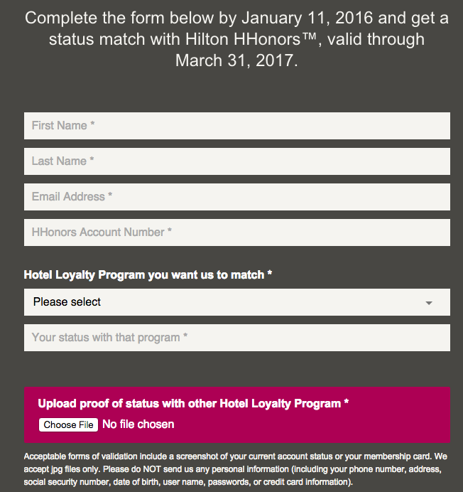 Hilton Status Match
