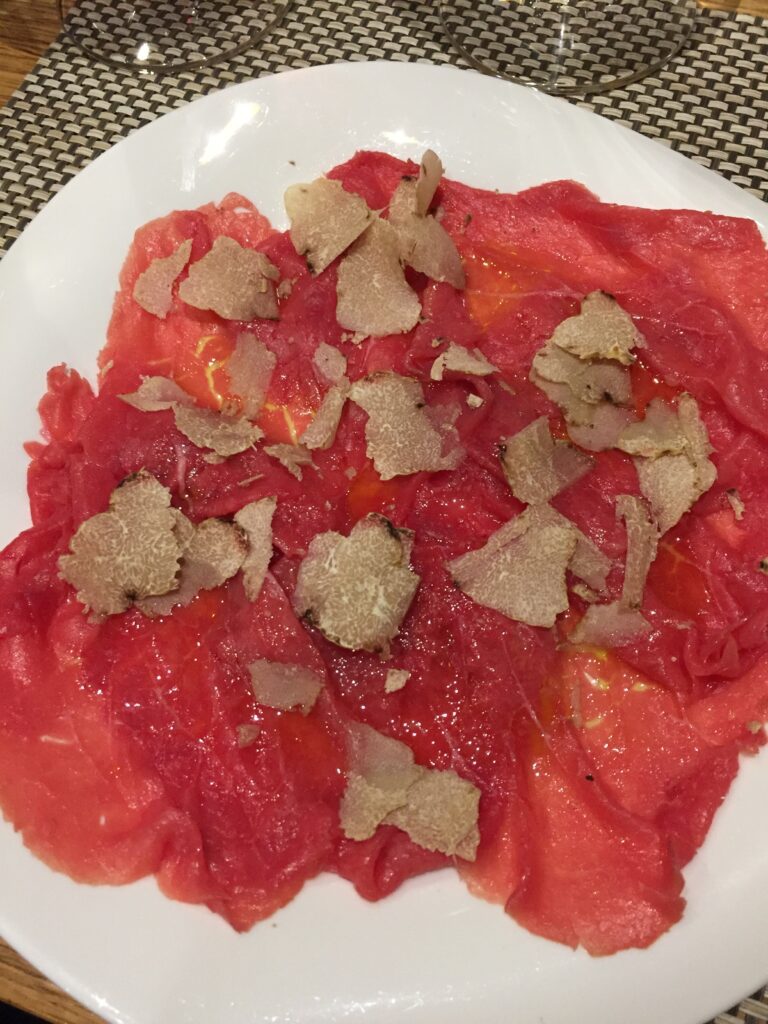 beef carpacio white truffles