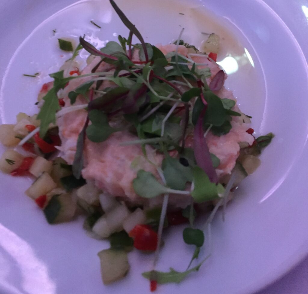 british airways business class lhr sfo a380 prawn salad