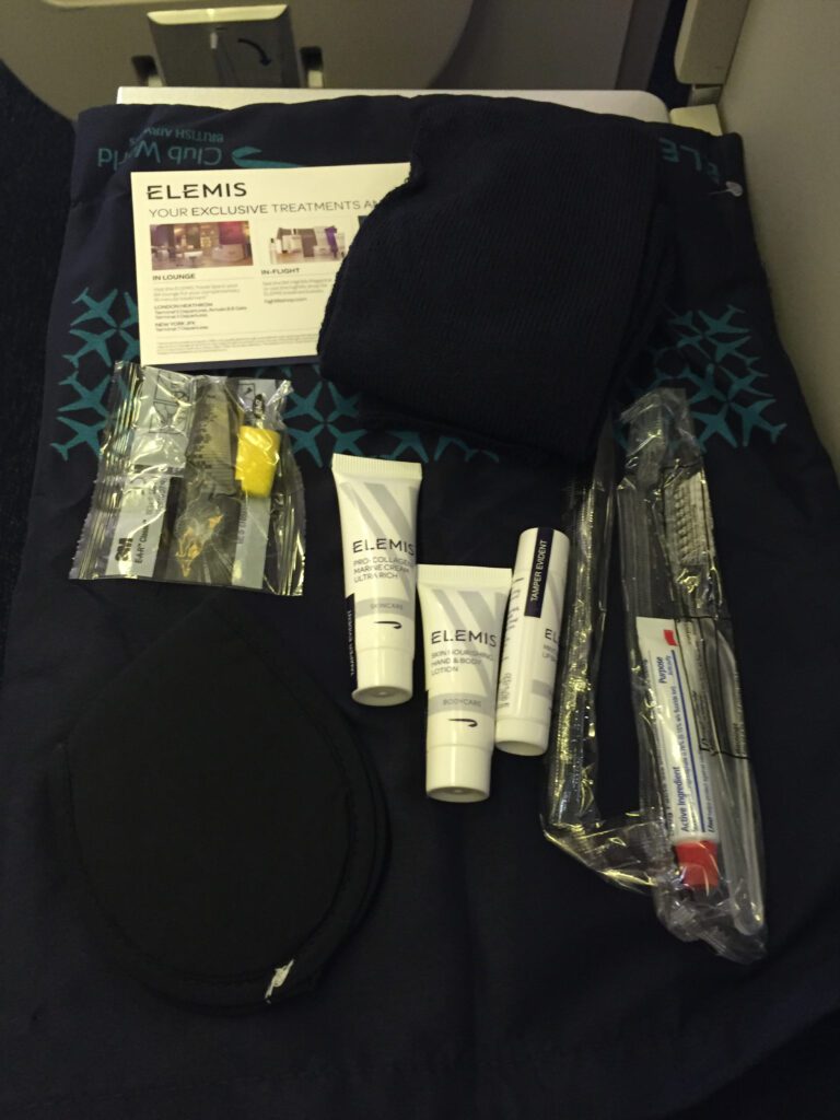 british airways business class sfo lhr amenity kit contents