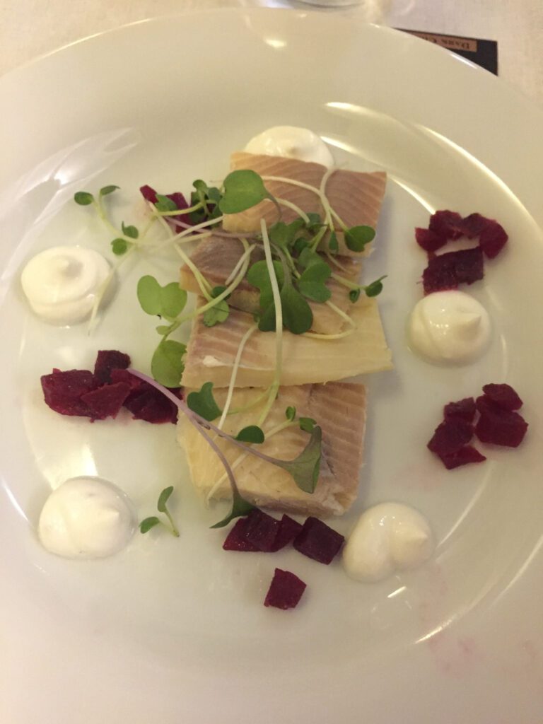 british airways business class sfo lhr smoked trout