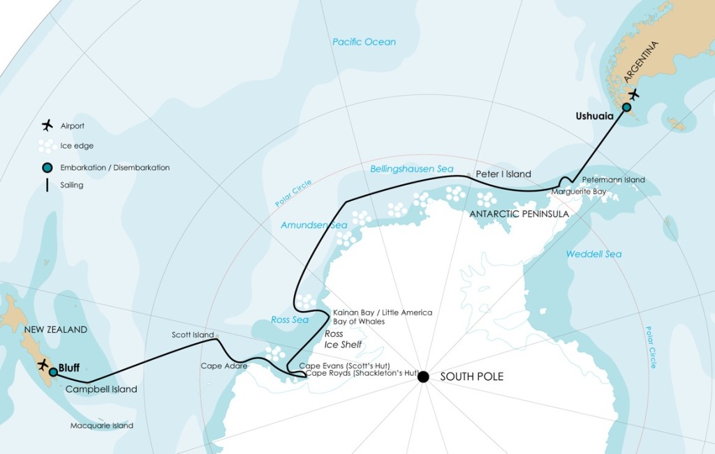 $25000 Antarctica Trip Map Itinerary - Antarctica Trip Contest