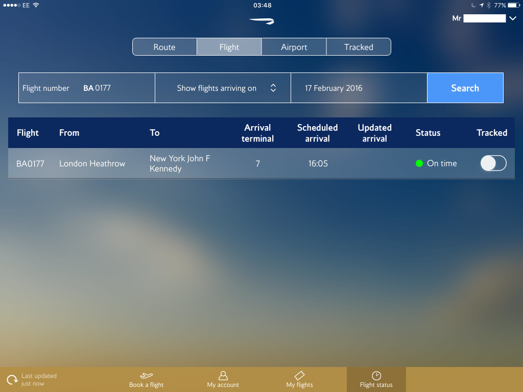 Flight Status ipad